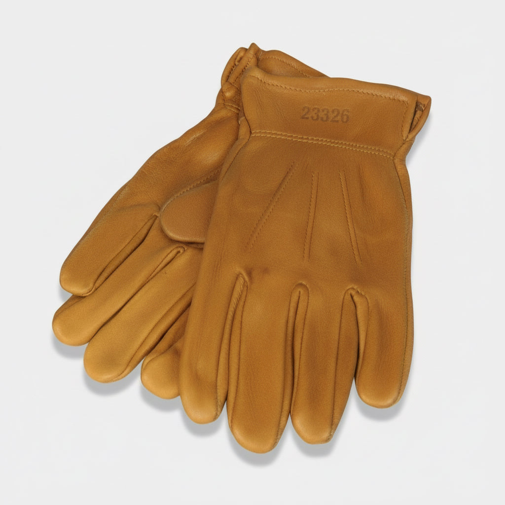 Brown leather gloves on a white background