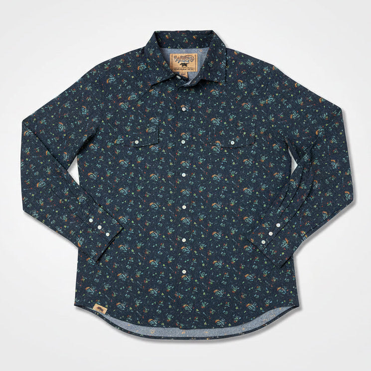 Floral patterned shirt on a white background