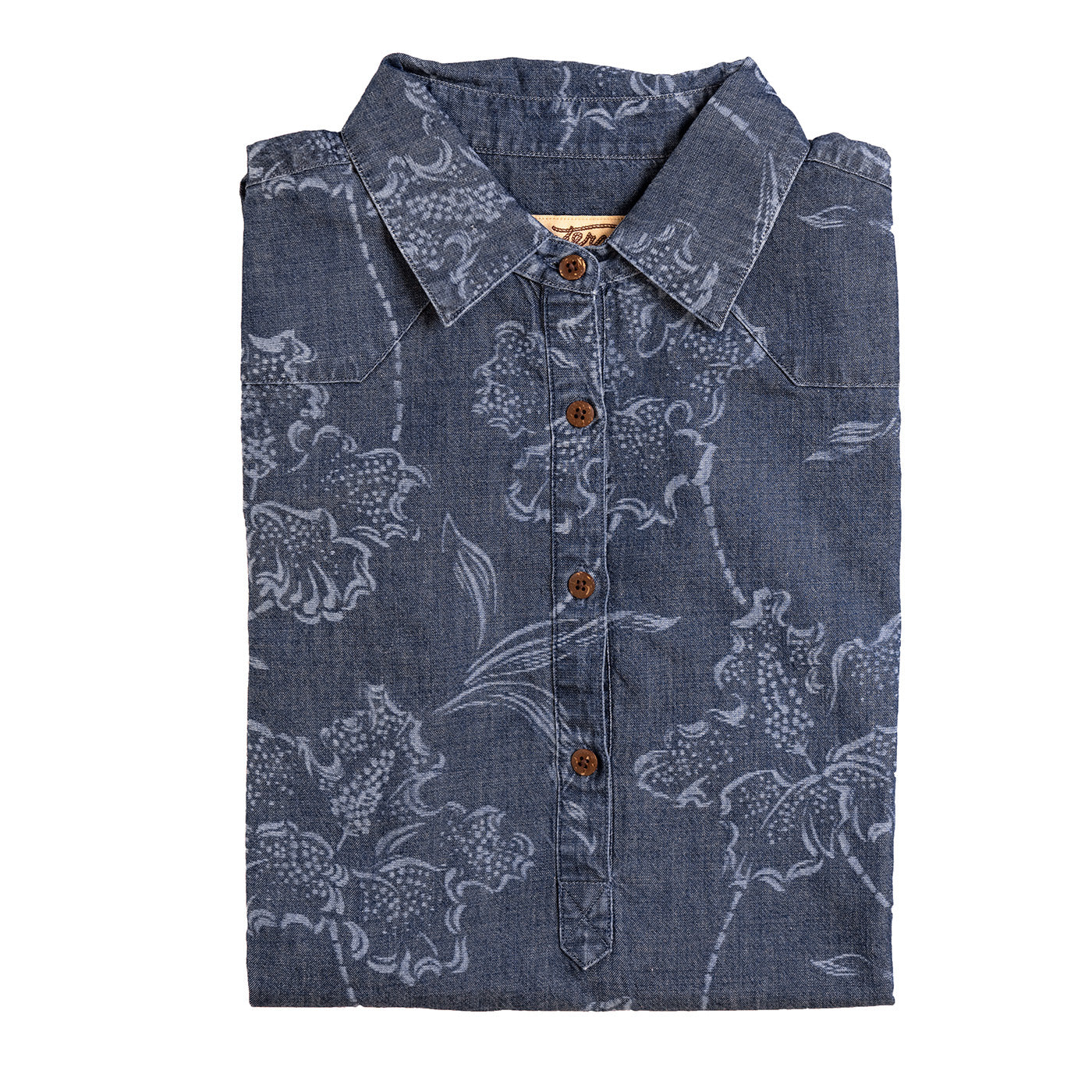 Indigo Denim Western Floral Dress