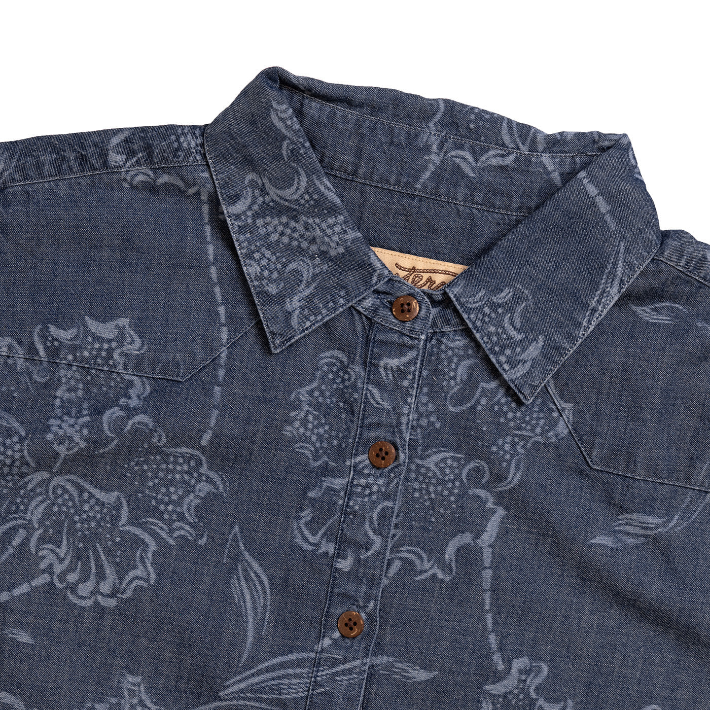 Indigo Denim Western Floral Dress