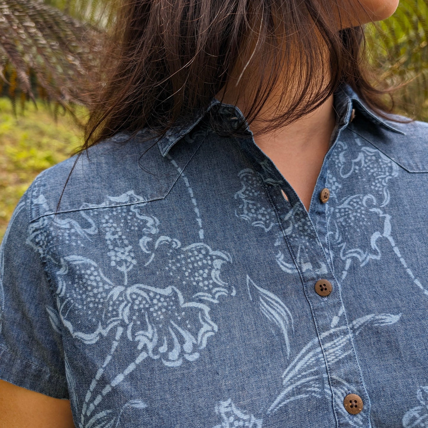 Indigo Denim Western Floral Dress